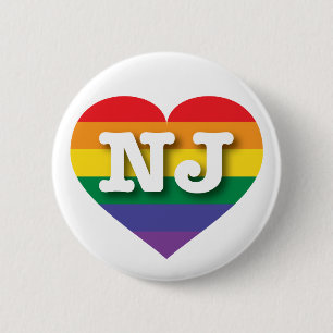 I Love New Jersey Rainbow Heart Button