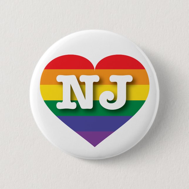 I Love New Jersey Rainbow Heart Button (Front)