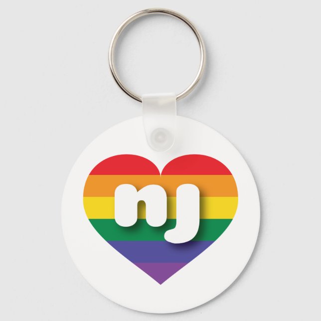 I Love New Jersey Rainbow Heart Keychain (Front)