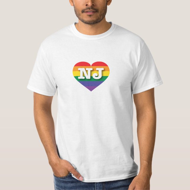 I Love New Jersey Rainbow Heart T-Shirt (Front)