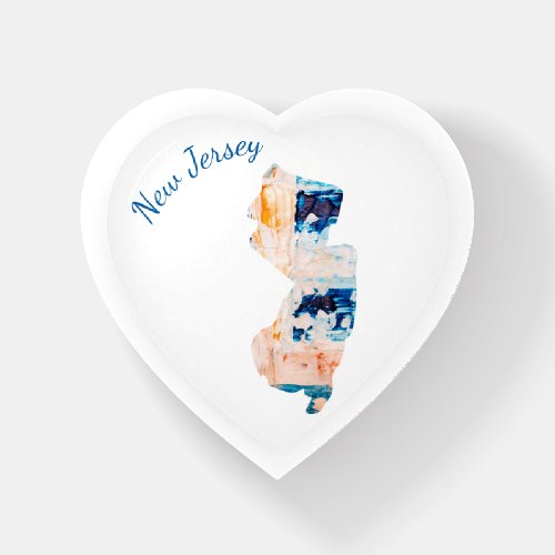I Love New Jersey State Outline Abstract Heart Paperweight