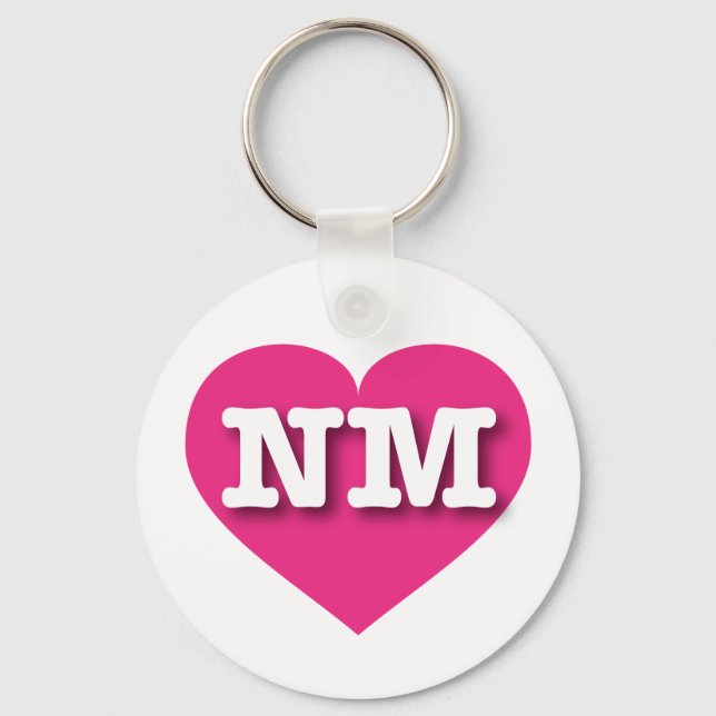I love New Mexico - NM hot pink heart Keychain (Front)