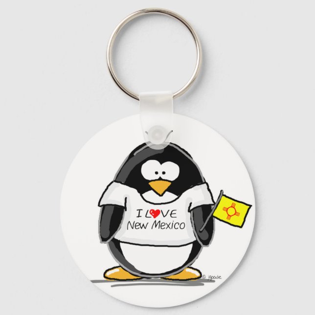 I Love New Mexico Penguin Keychain (Front)