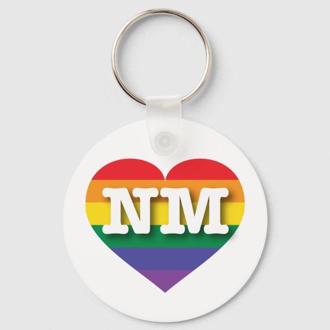I Love New Mexico Rainbow Heart Keychain (Front)
