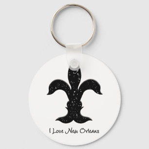 I love New Orleans Contemporary Fleur de lis (b) Keychain