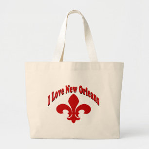 I Love New Orleans Fleur De Lis Large Tote Bag