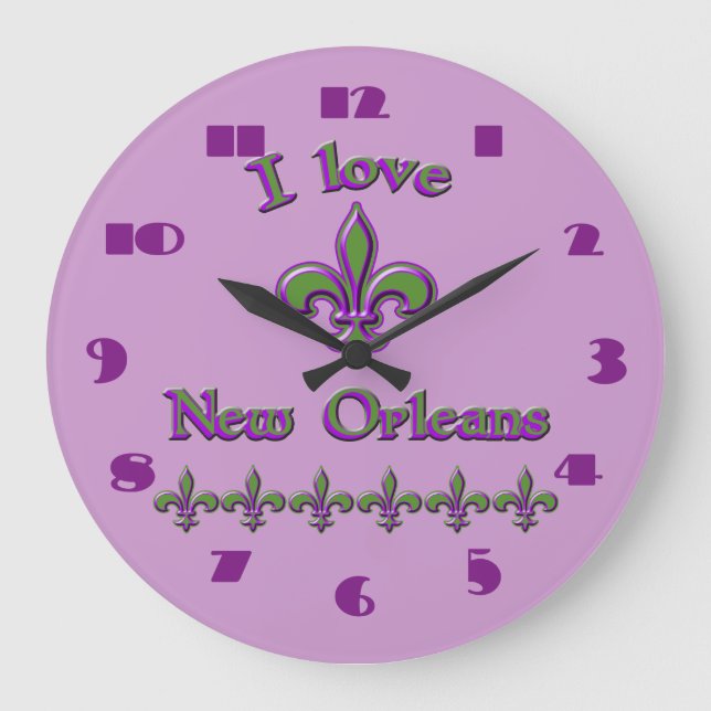 I Love New Orleans Wall Clock (Front)