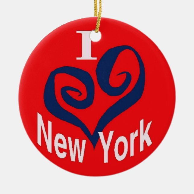 I Love New York Ceramic Ornament (Front)