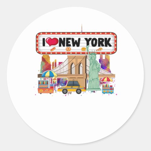I Love New York City NY Icons Souvenir Statue of L Classic Round Sticker