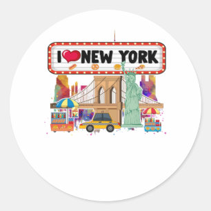 I Love New York City NY Icons Souvenir Statue of L Classic Round Sticker