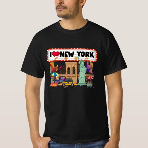 I Love New York City NY Icons Souvenir Statue of L T_Shirt