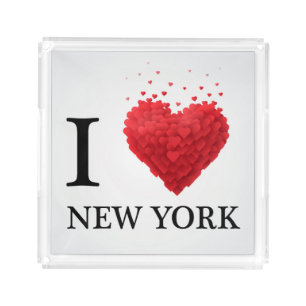 I Love New York Hearts Acrylic Tray