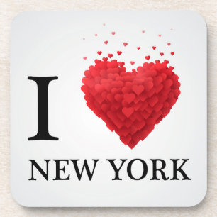 I Love New York Hearts Beverage Coaster