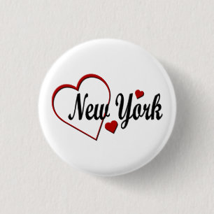 I Love New York Hearts Button