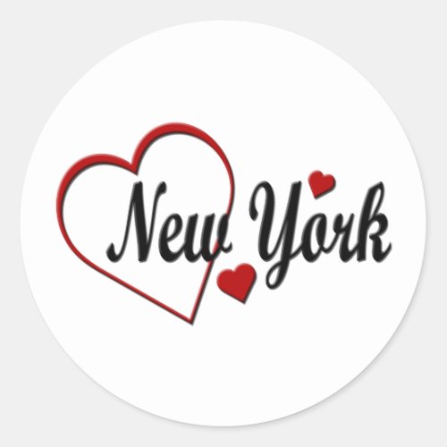 I Love New York Hearts Classic Round Sticker