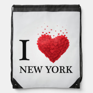 I Love New York Hearts Drawstring Bag