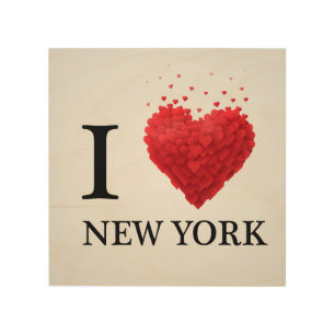 I Love New York Hearts Wood Wall Decor