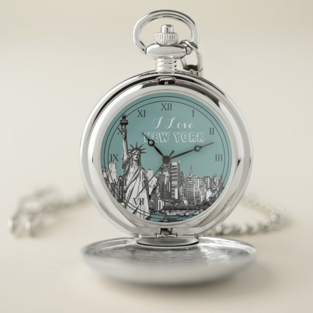 I Love New York Modern Pocket Watch (Inside)