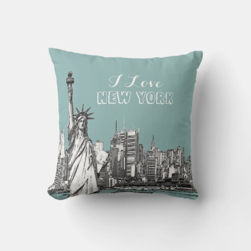 I Love New York Modern Travel Throw Pillow