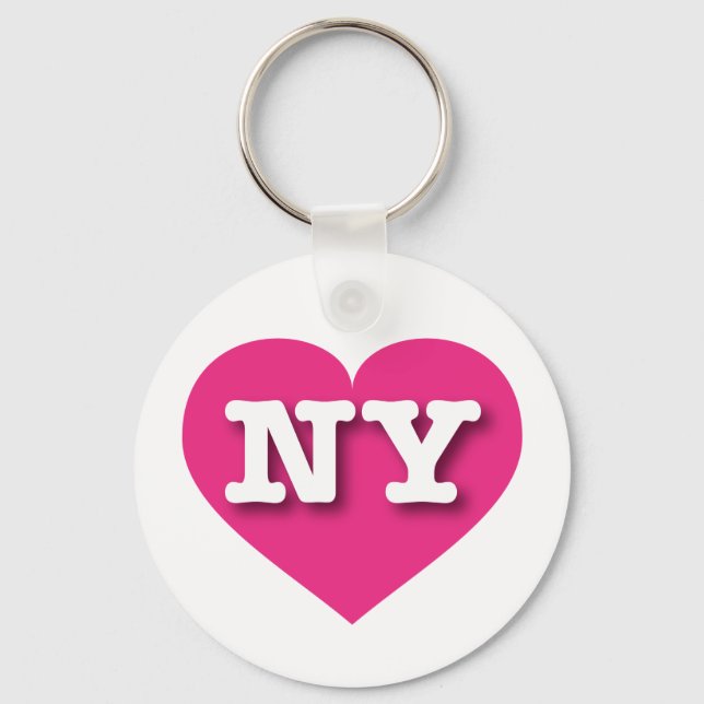 I love New York - NY hot pink heart Keychain (Front)