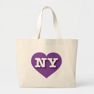 I love New York - NY purple heart Large Tote Bag