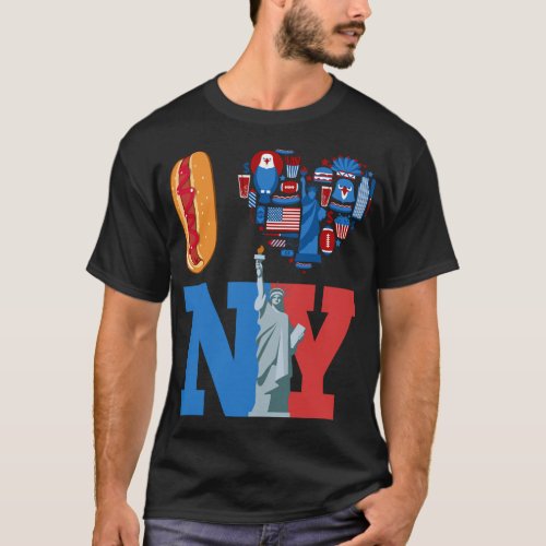 I Love New York NY souvenir Gift Hot dogs pizza fo T_Shirt