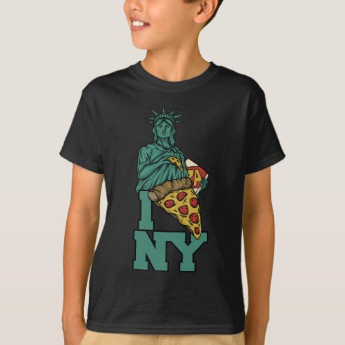 I Love New York Pizza Statue Of Liberty USA Americ T_Shirt