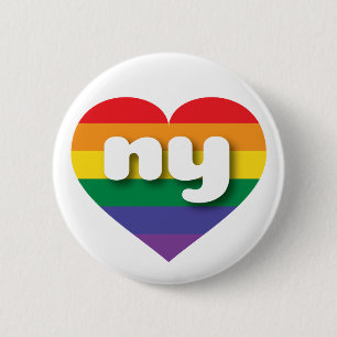 I Love New York Rainbow Heart Button