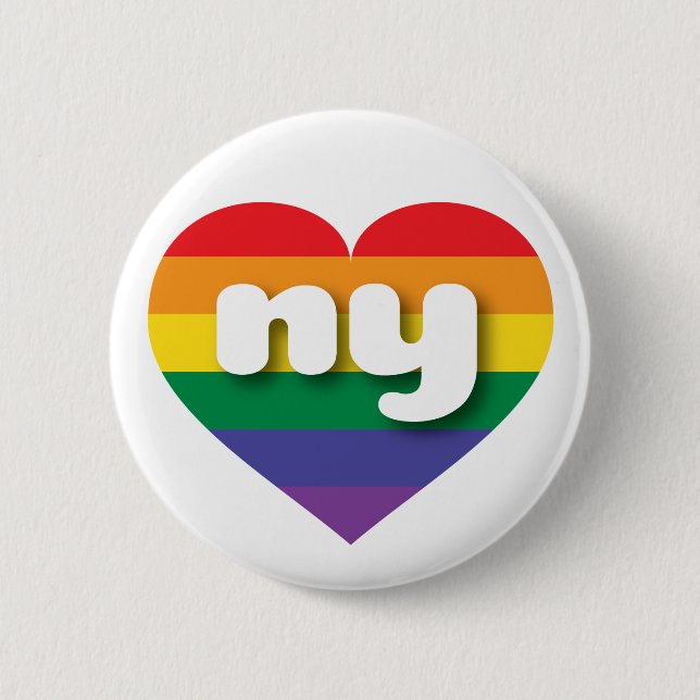 I Love New York Rainbow Heart Button (Front)