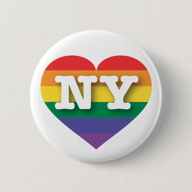 I Love New York Rainbow Heart Button (Front)
