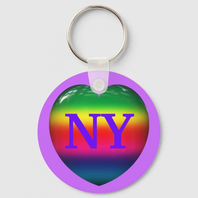 I Love New York Rainbow Heart Keychain (Front)
