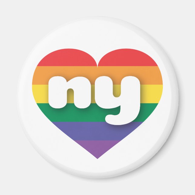 I Love New York Rainbow Heart Magnet (Front)