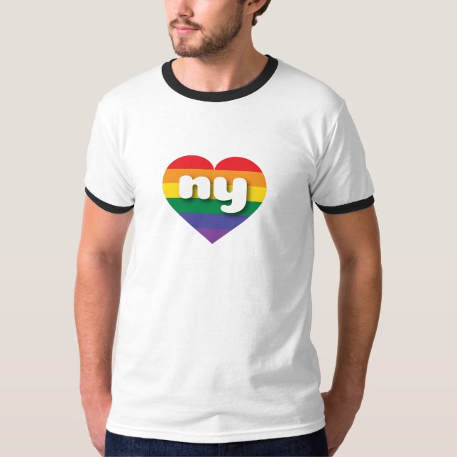 I Love New York Rainbow Heart T-Shirt (Front)