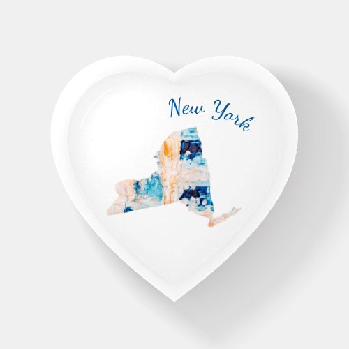 I Love New York State Outline Abstract Heart Paperweight
