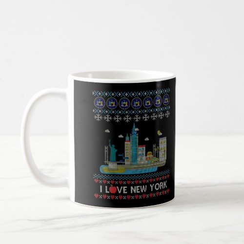 I Love New York Ugly Christmas Ny Cityscape Skylin Coffee Mug