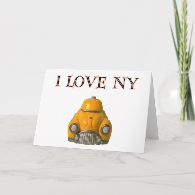 I Love New York Yellow Checkered Taxi Cab Card (Front)