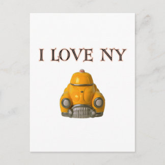 I Love New York Yellow Checkered Taxi Cab Postcard