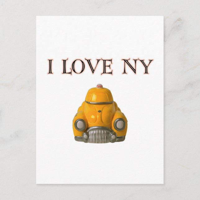 I Love New York Yellow Checkered Taxi Cab Postcard (Front)