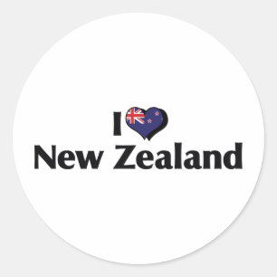 I Love New Zealand Flag Classic Round Sticker