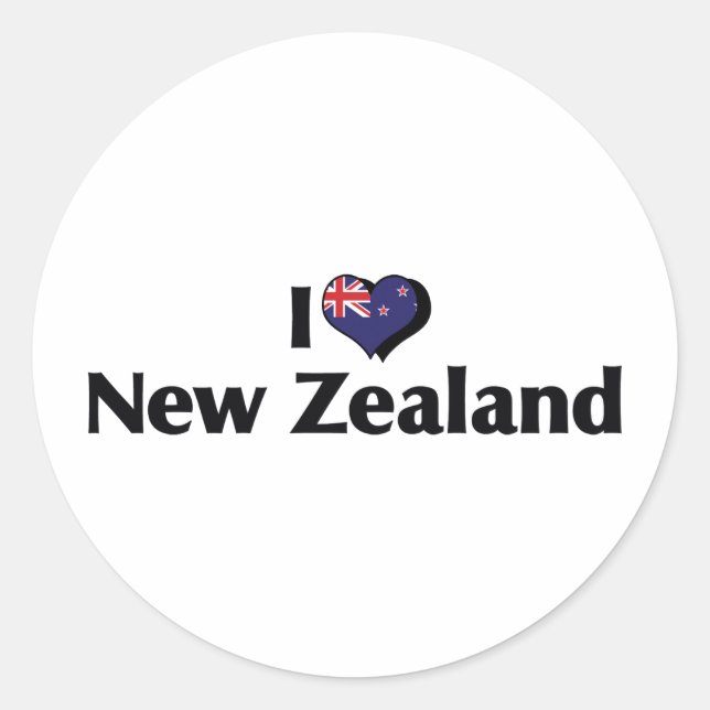 I Love New Zealand Flag Classic Round Sticker (Front)
