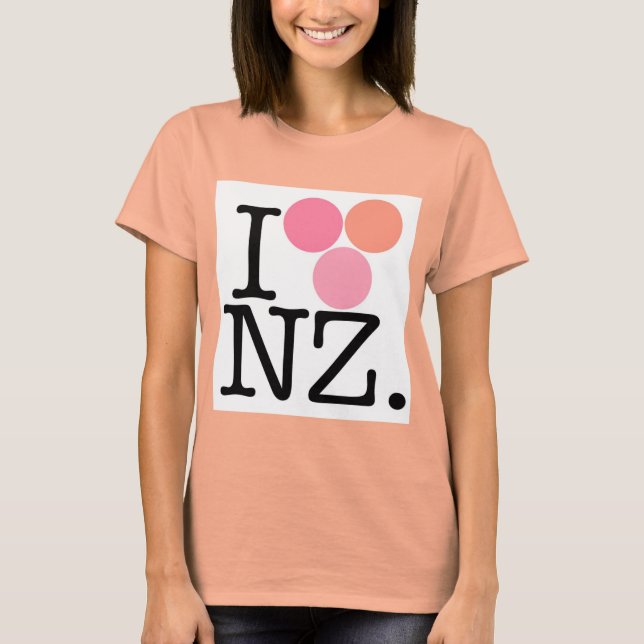 I Love New Zealand - Pink T-Shirt (Front)