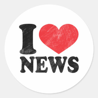 I Love News Classic Round Sticker