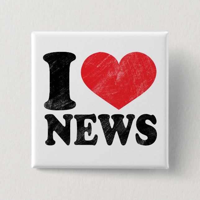 I Love News Pinback Button (Front)