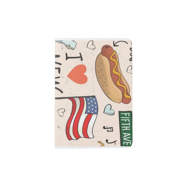 I love NewYork Taxi Yellow Taxi Doughnuts HotDog Passport Holder (Front)