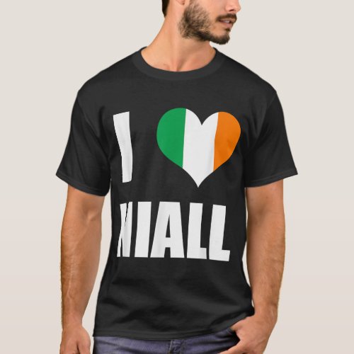 I Love Niall _ Ireland Flag Heart T_Shirt