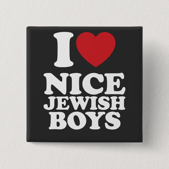 I Love Nice Jewish Boys I Heart Groovy Retro Button (Front)