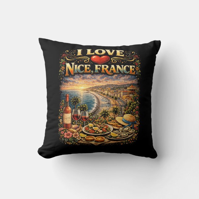 I Love Nice Throw Pillow (Front)