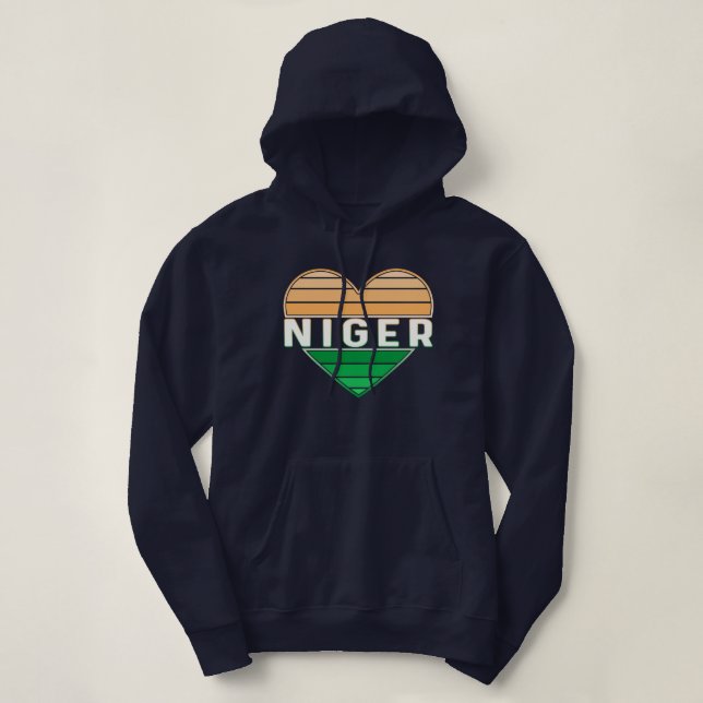 I Love Niger, Nigerien Heart Hoodie (Design Front)