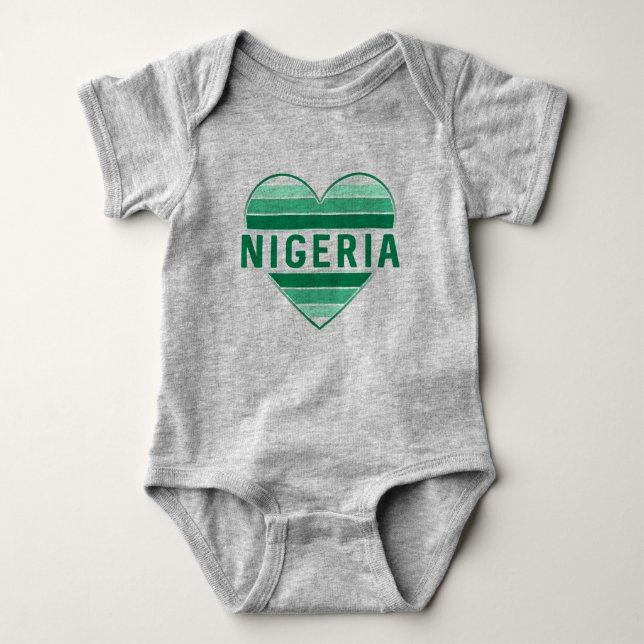 I Love Nigeria, Nigerian Heart Baby Bodysuit (Front)