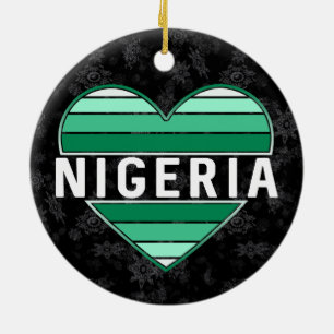 I Love Nigeria, Nigerian Heart Ceramic Ornament